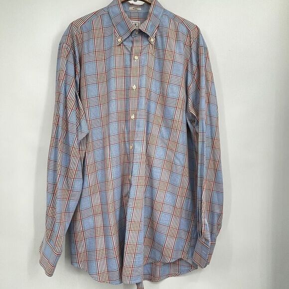 Peter Millar Multicolor Check Collared Long Sleeve Cotton Button-Up Shirt Large - Picture 1 of 5